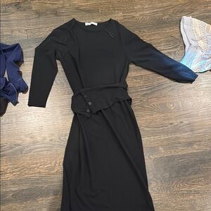 Zara Black Sheath Maxi Dress with Raglan Sleeves